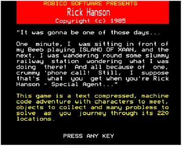 Rick Hanson (1985)(Robico)[h2] screen shot title